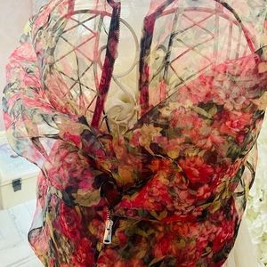 Zara sheer floral bomber jacket, S